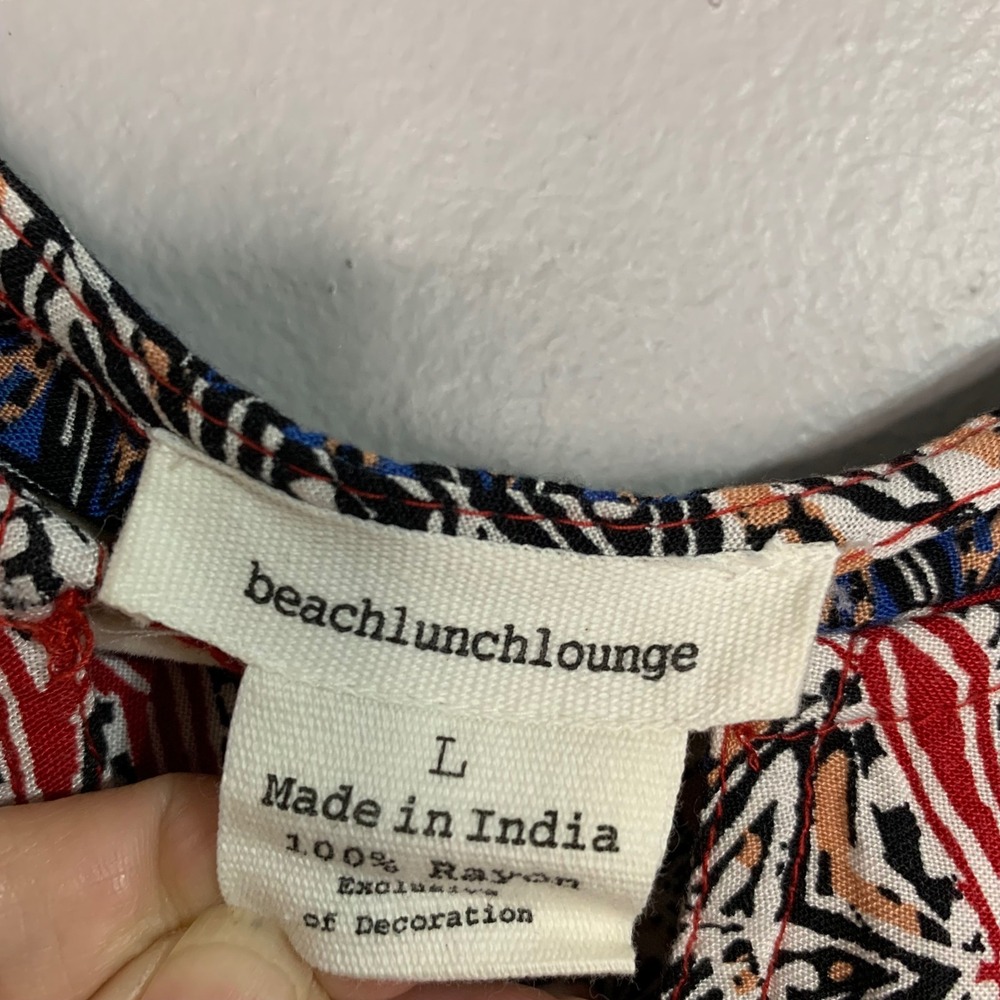 beachlunchlounge Women's Sleeveless Dress Size L Red Bohemian Print - Picture 3 of 9